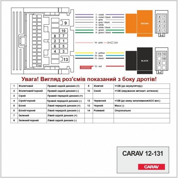 Переходник Авто-ISO Carav 12-131 Opel, Chevrolet