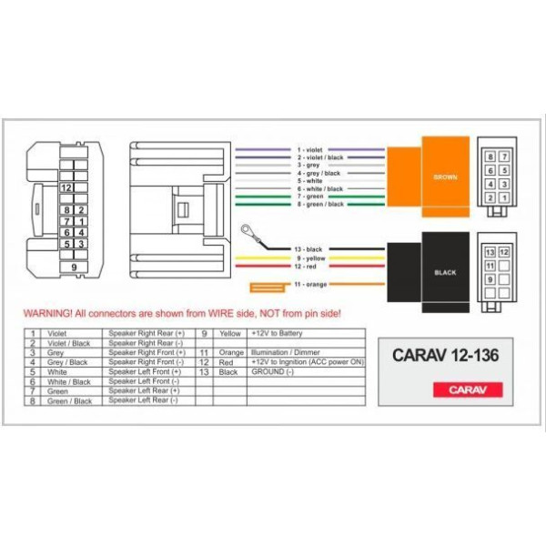 Разъем для штатной магнитолы Carav 12-136 Opel, Dacia, Smart, Nissan, Subaru, Toyota, Renault