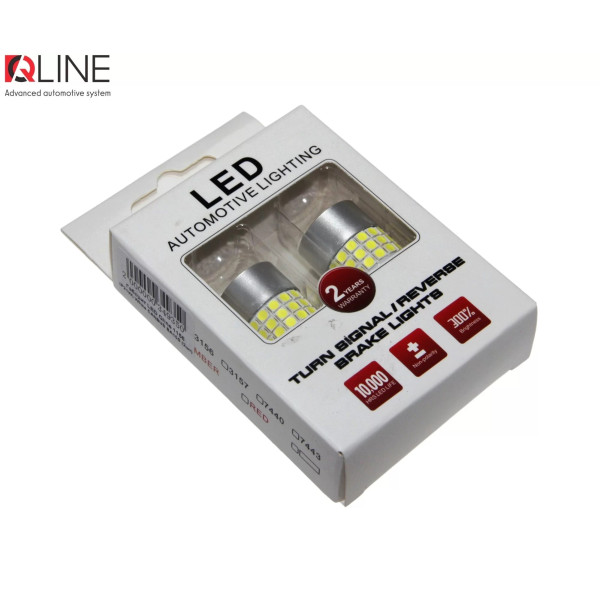 Габарити LED Qline 1156 (P21W) White CANBUS BA15S (2шт)