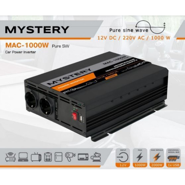 Преобразователь Mystery MAC-1000W PURE SW 12/220V