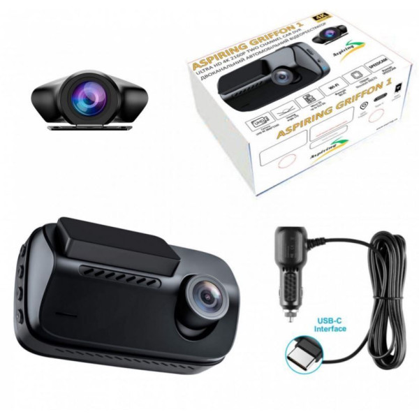 Відеореєстратор Aspiring Griffon 1 Dual, 4K, Speedcam, Wi-Fi, GPS
