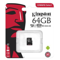 Карта пам'яті KINGSTON 64GB microSDXC C10 A1 Canvas Select  Plus 100R UHS-I, U1, V10 w/o adapter