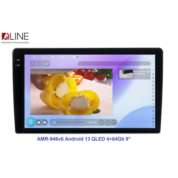 Мультимедийный центр Qline AMR-946v6 Android 13 QLED 4+64Gb 9