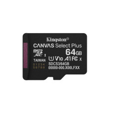 Карта пам'яті KINGSTON 64GB microSDXC Canvas Select Plus Ge n3 100R A1 Single Pack w/o ADP