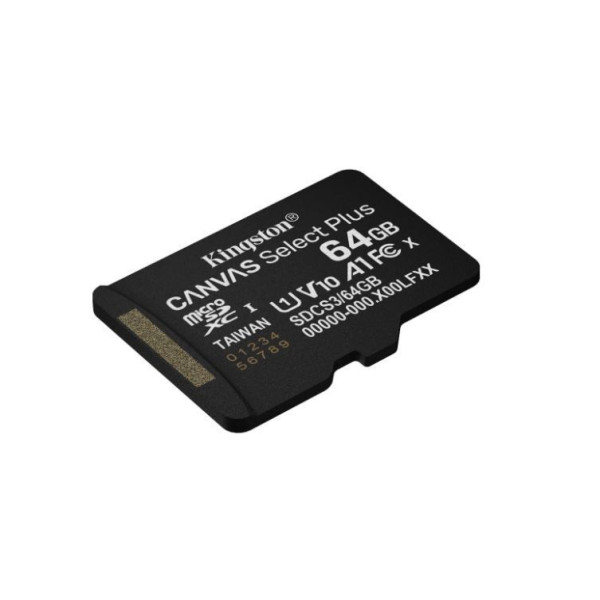 Карта пам'яті KINGSTON 64GB microSDXC Canvas Select Plus Ge n3 100R A1 Single Pack w/o ADP